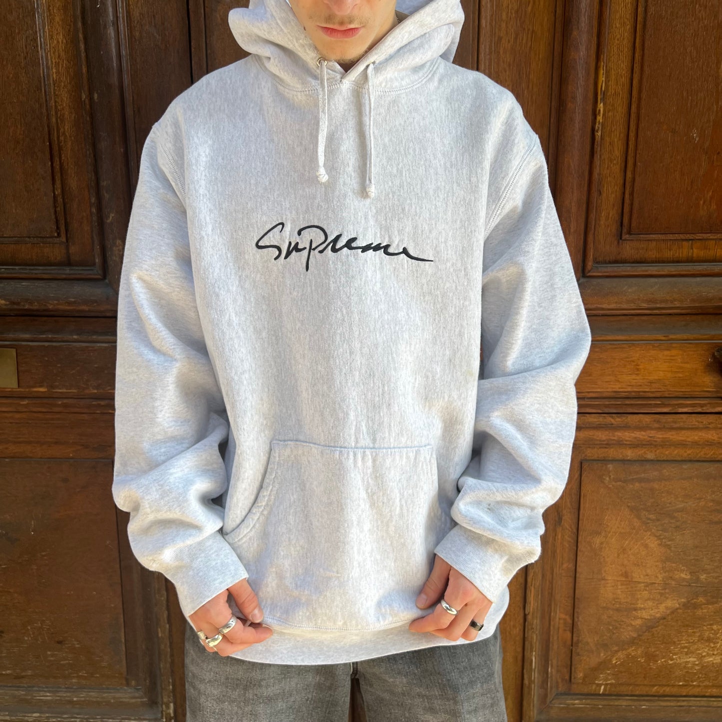 Supreme Hoodie Classic Script gris - XL