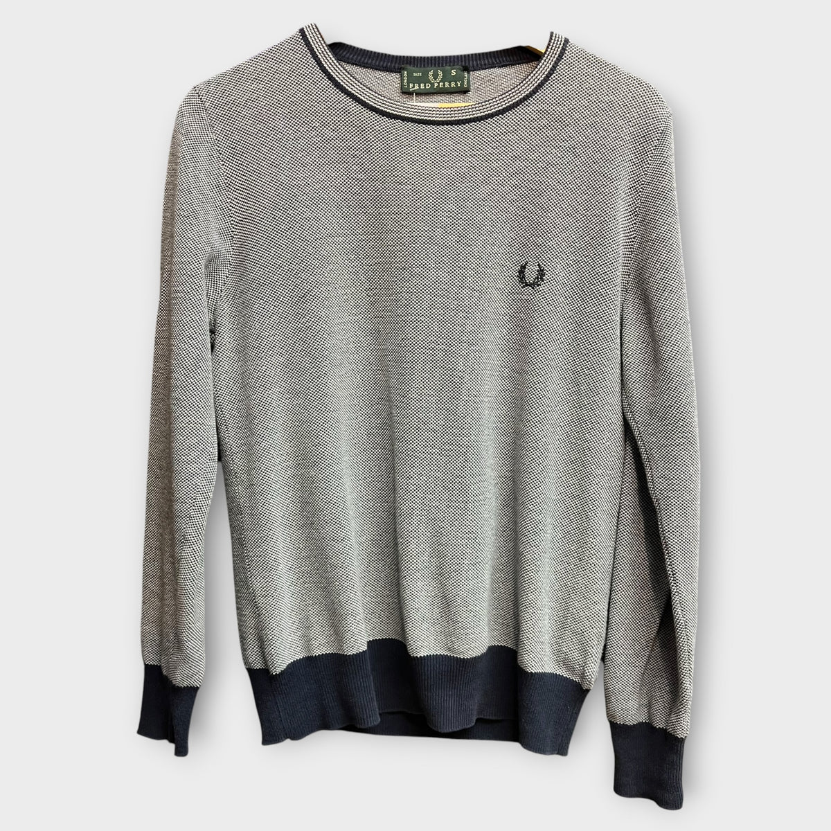 Sweat Fred Perry blanc bleu - S