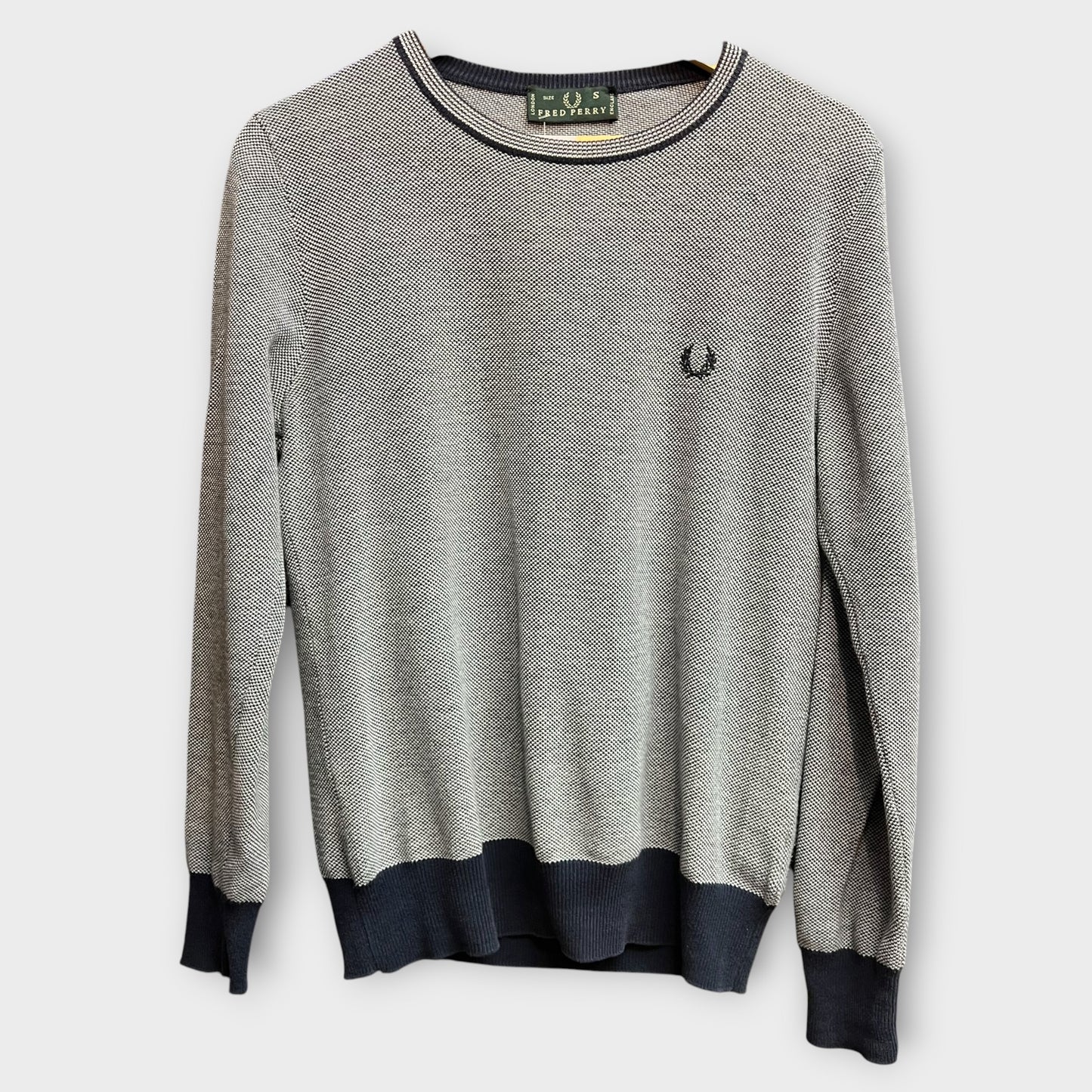 Sweat Fred Perry blanc bleu - S