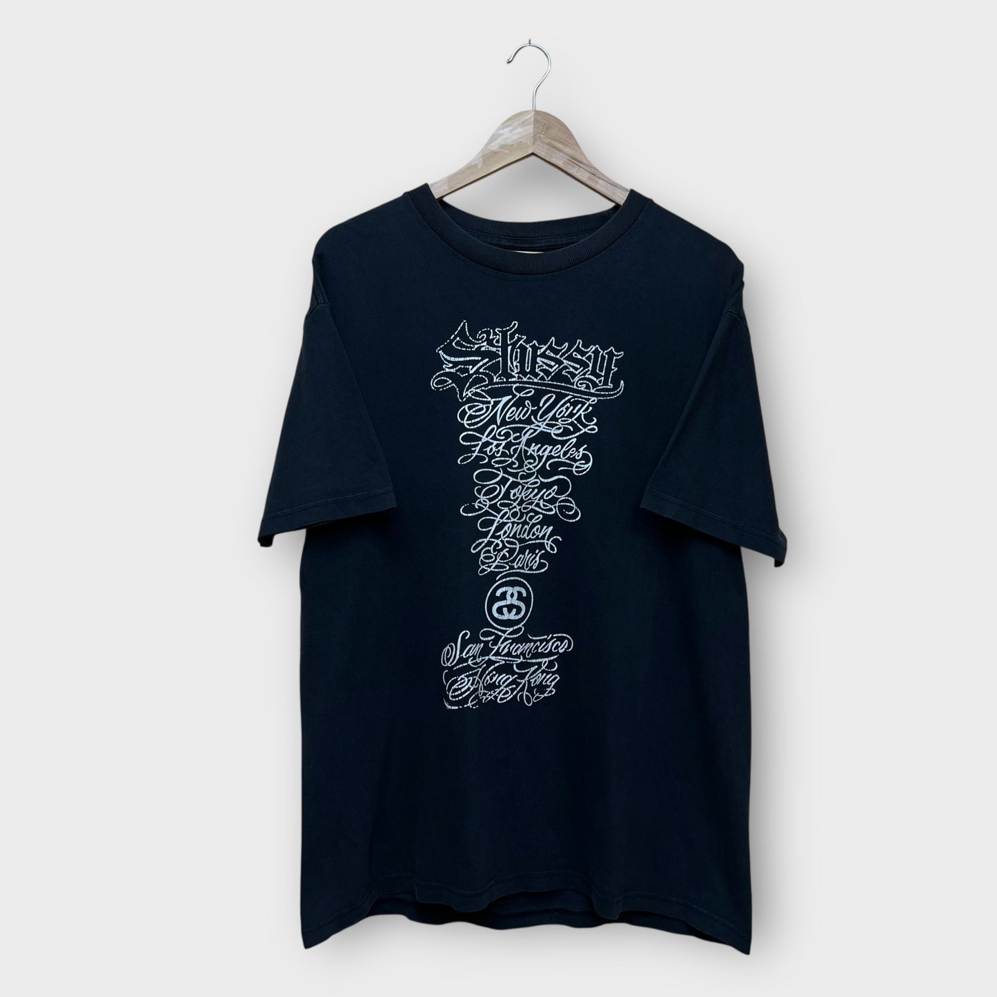 T-shirt vintage Stussy Mister Cartoon noir - L