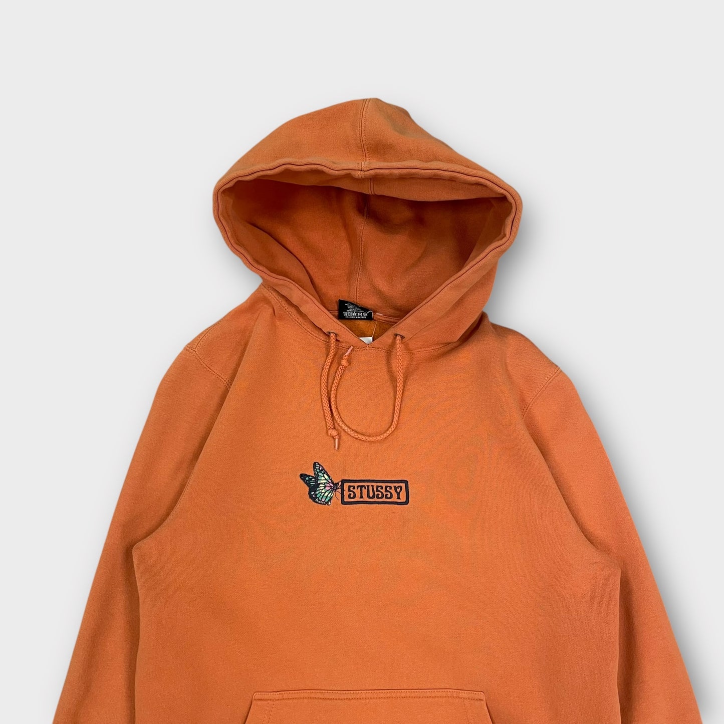 Hoodie Stussy butterfly brodé orange - S