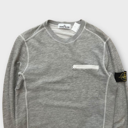 Pull Stone Island gris poche zip - M