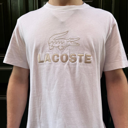 T-shirt Lacoste blanc brodé - M