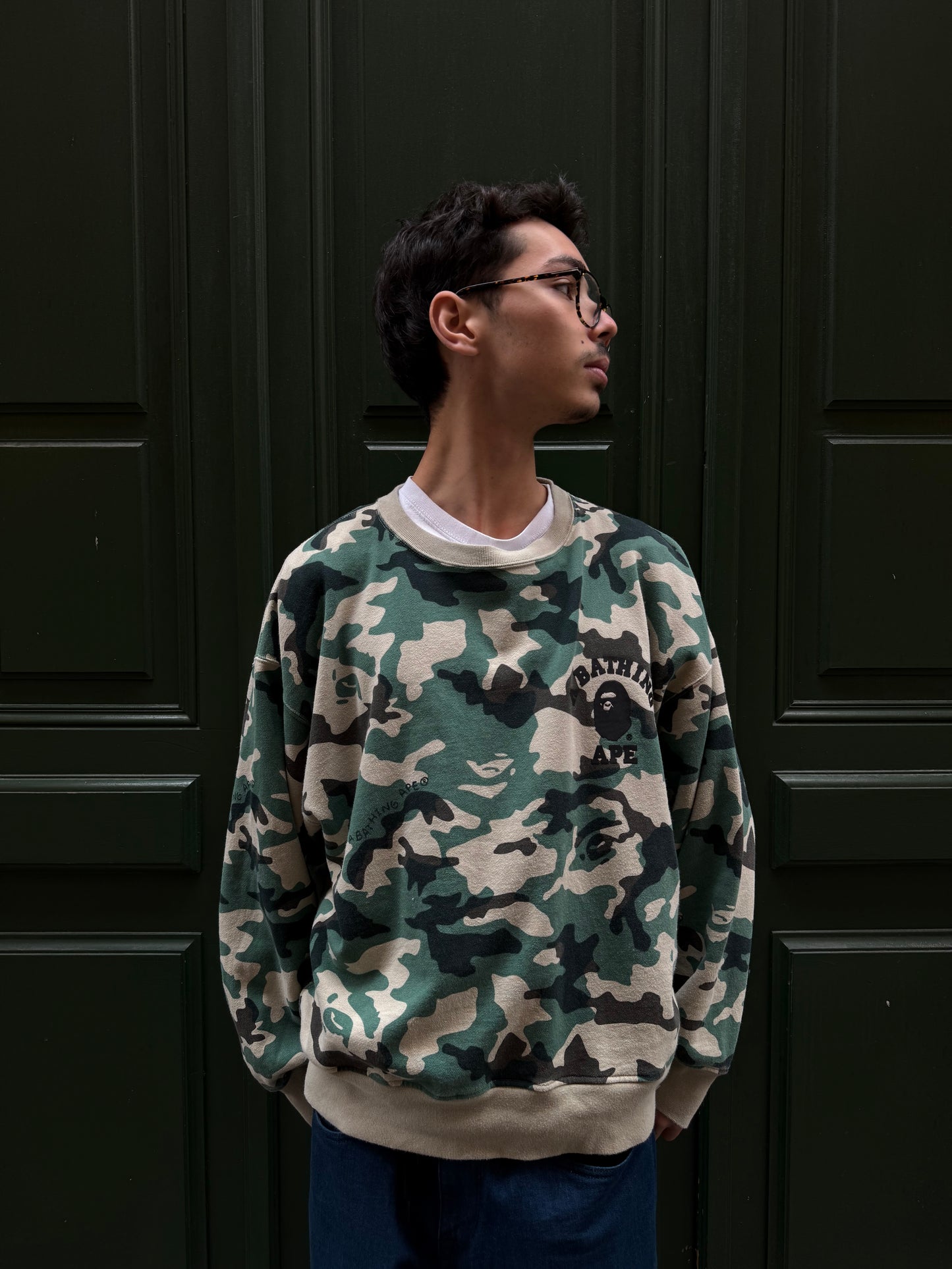 Pull Bape vert "camo" - S