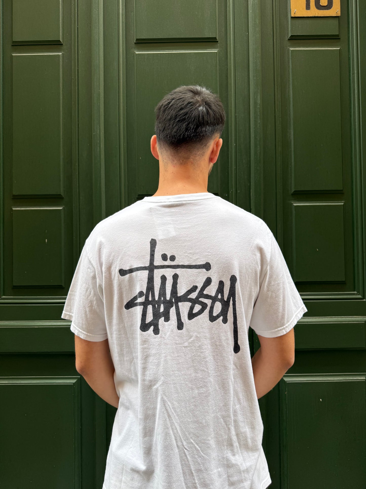 T-shirt Stussy blanc "classic logo" - L