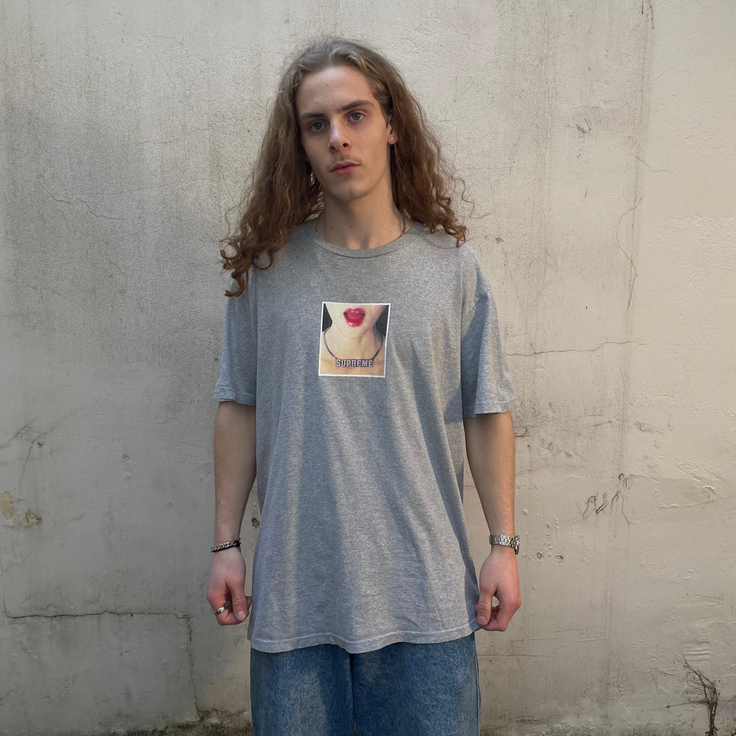 Supreme Collier Tee gris - L