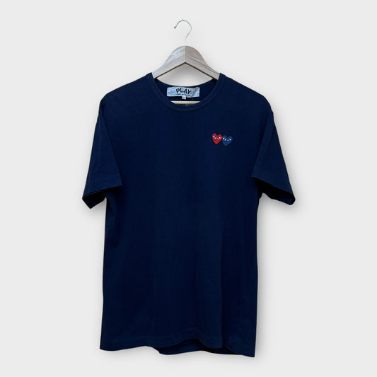 T-shirt  Comme Des Garcons navy double coeur - XL
