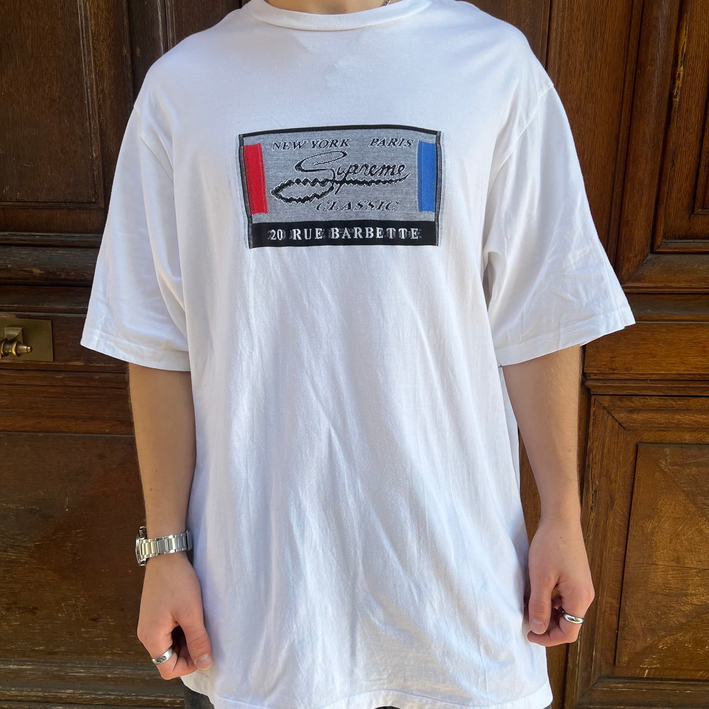 T-shirt Supreme Intarsia Label blanc - XL