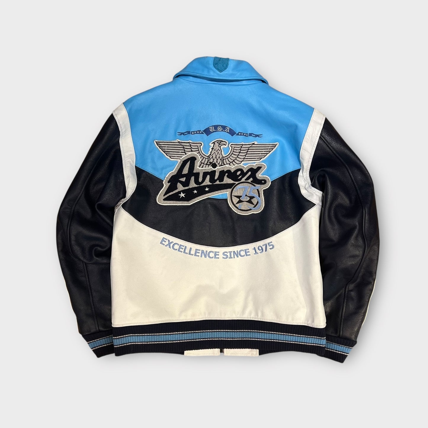 Veste En Cuir Avirex Bleu - S