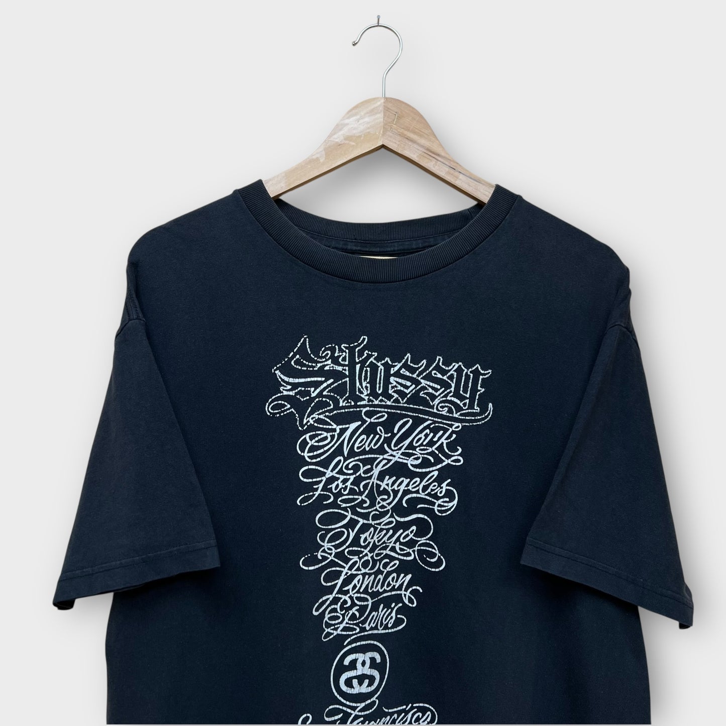 T-shirt vintage Stussy Mister Cartoon noir - L