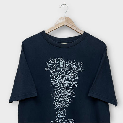 T-shirt vintage Stussy Mister Cartoon noir - L