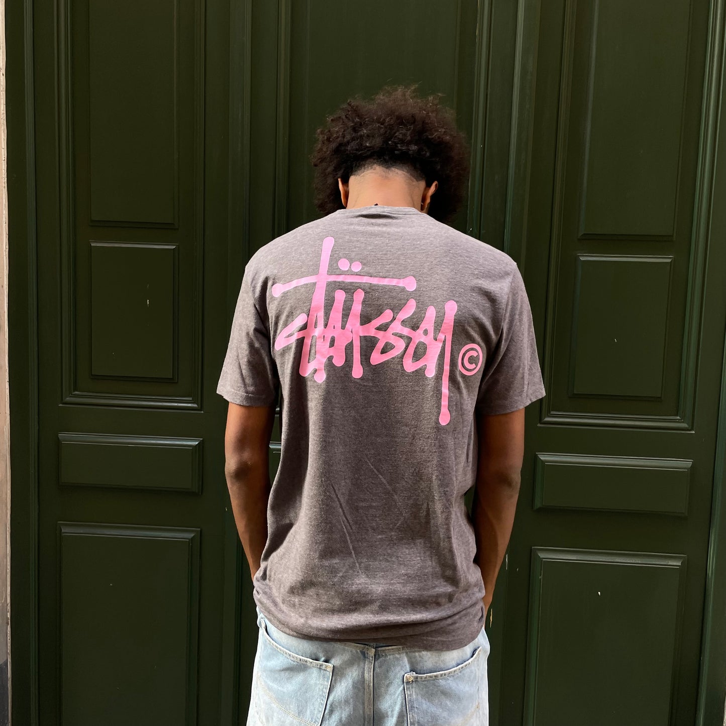 Classic T-shirt Stussy  Gris / Rose - L