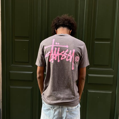 Classic T-shirt Stussy Gray / Pink - L