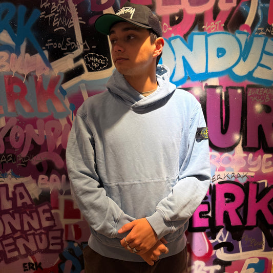 Hoodie Stone Island bleu ciel - L