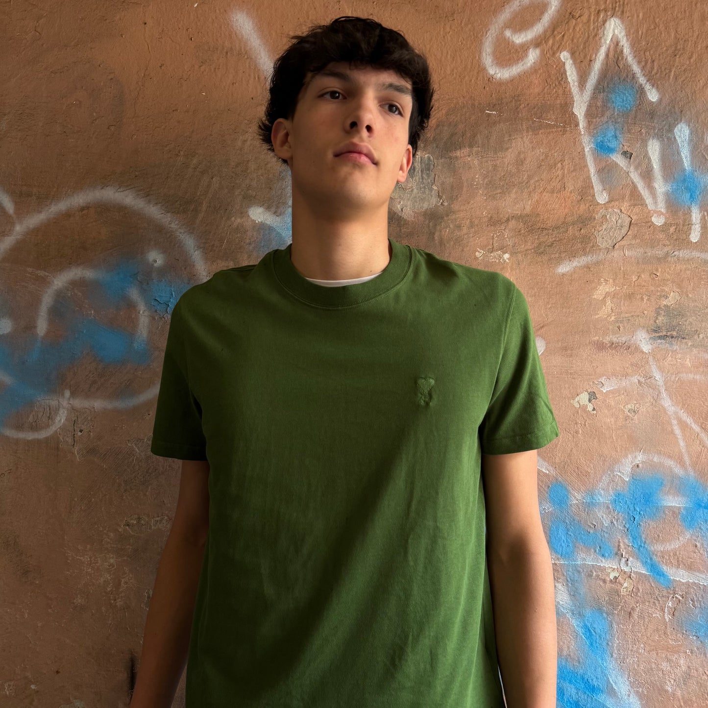 T-shirt Ami Paris vert brodé - L