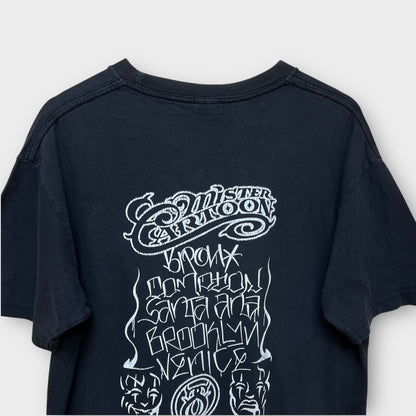 T-shirt vintage Stussy Mister Cartoon noir - L