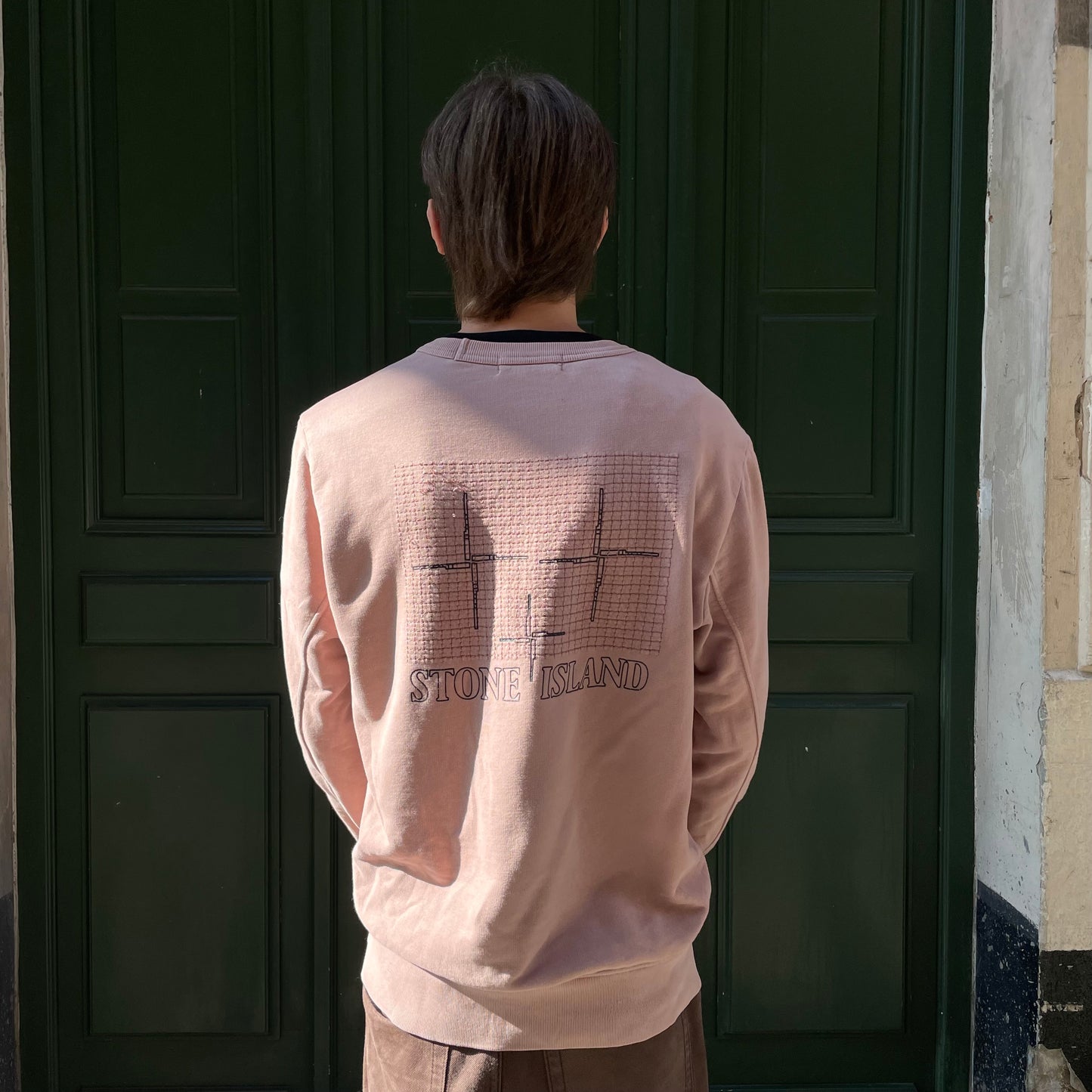 Sweat Stone Island rose logo devant / derrière - L