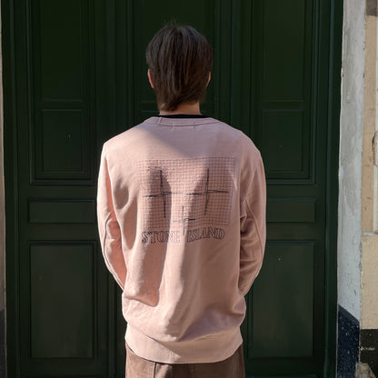 Stone Island pink logo sweatshirt front / back - L