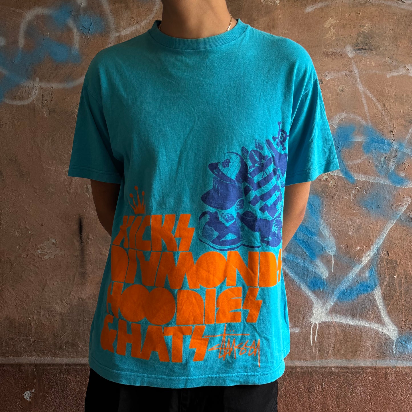 t-shirt stussy Vintage bleu - L