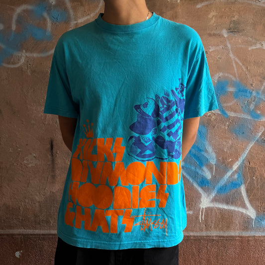 t-shirt stussy Vintage bleu - L