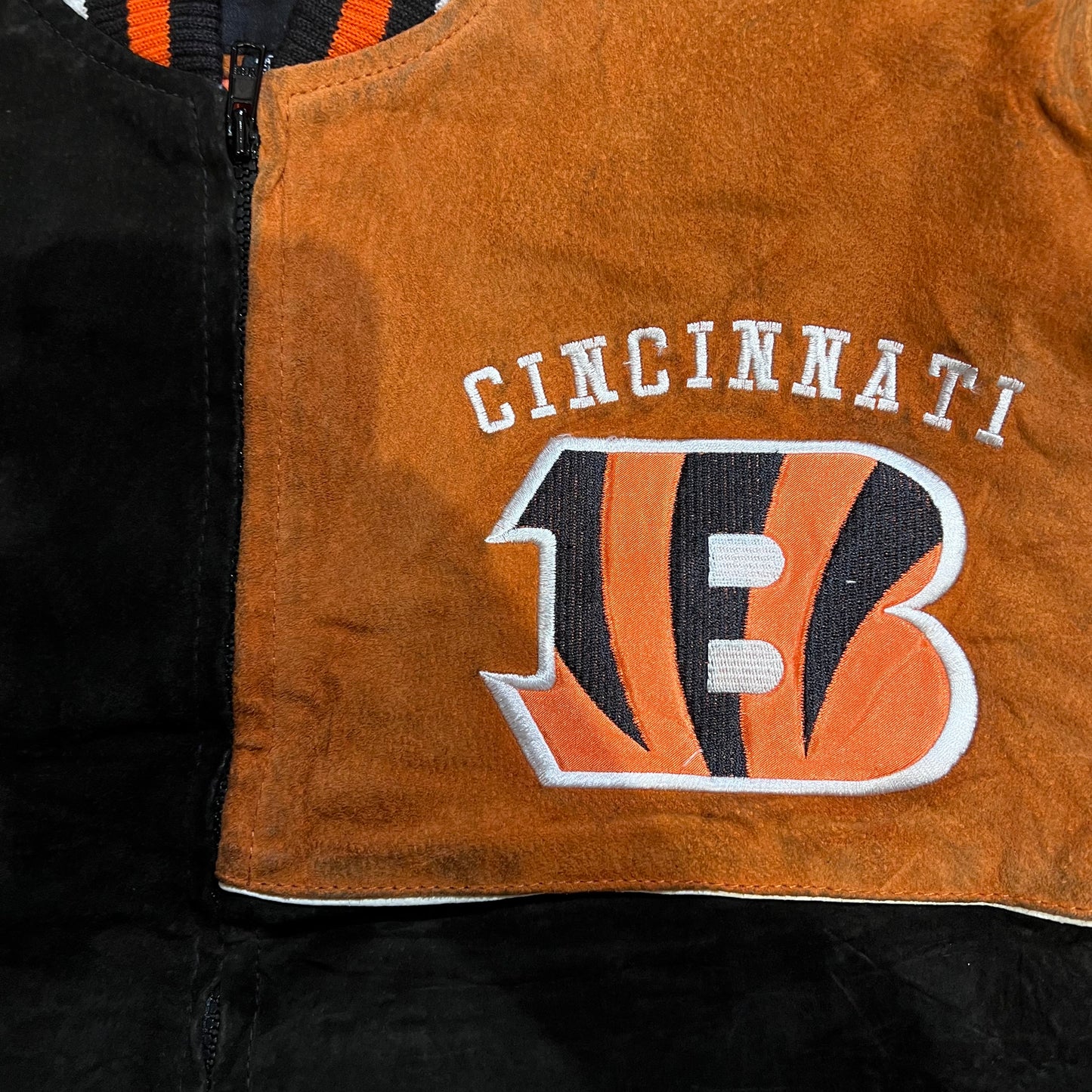 Veste Bombers Daim Vintage Des Cincinnati Bengals - L