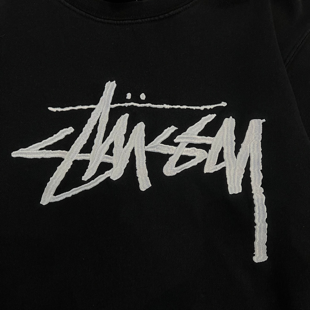 Sweat Stussy noir big front logo blanc - M