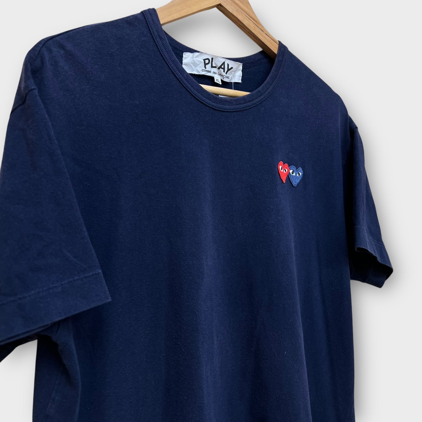 T-shirt  Comme Des Garcons navy double coeur - XL