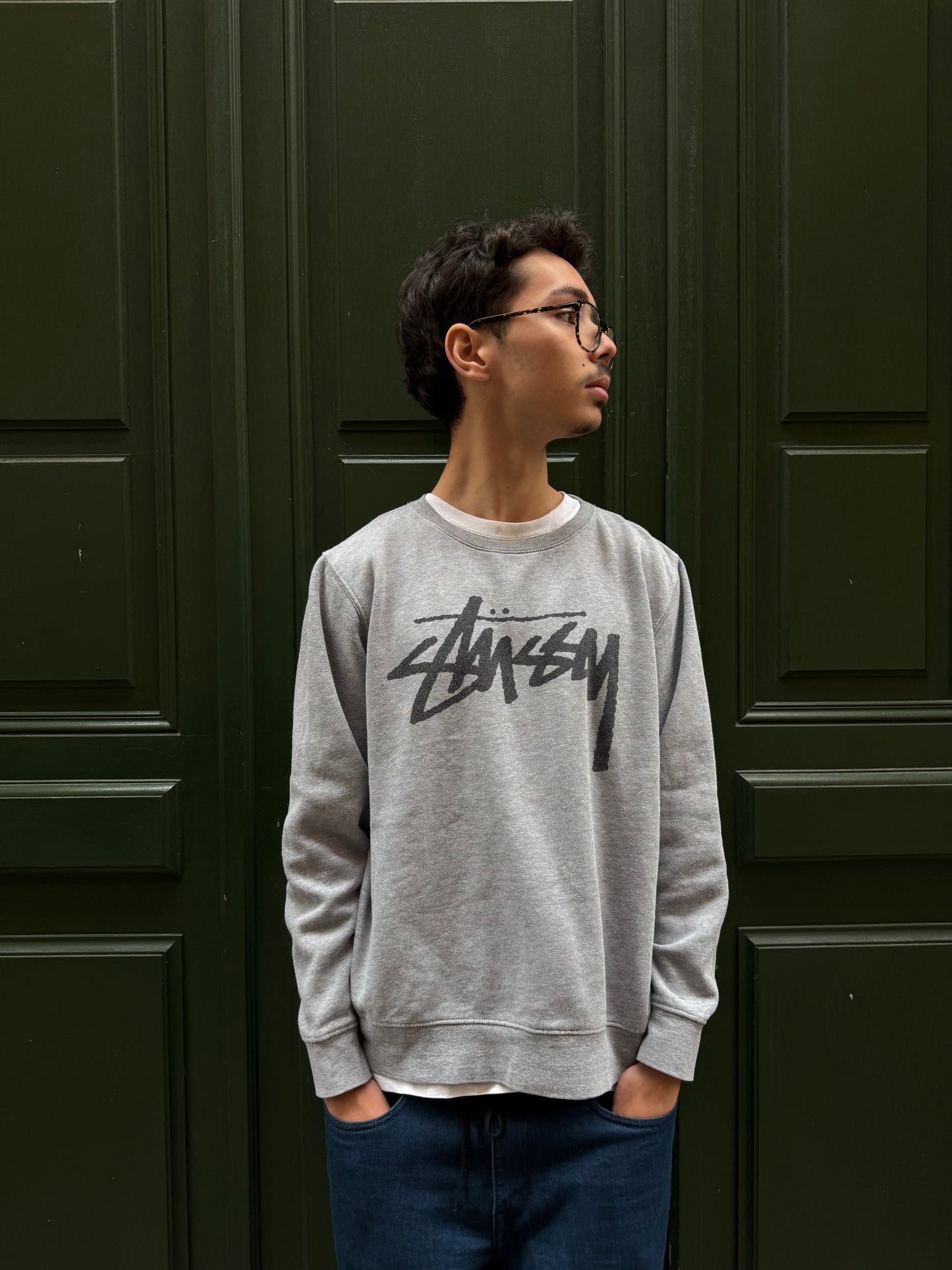 Sweat Stussy gris Double S - M