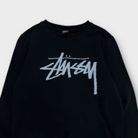 Sweat Stussy noir big front logo blanc - M