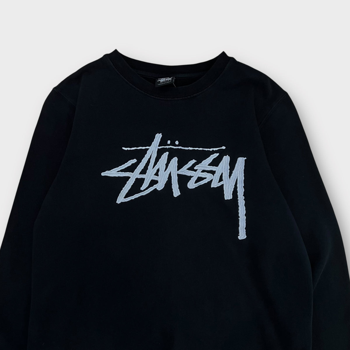 Sweat Stussy noir big front logo blanc - M