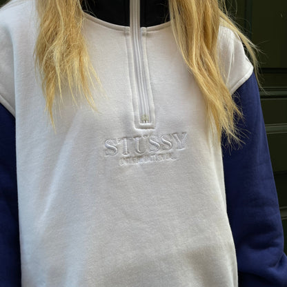 1/4 Zip Stussy Blanc - L