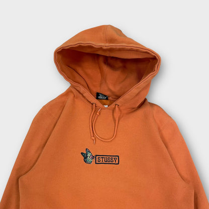 Hoodie Stussy butterfly brodé orange - S