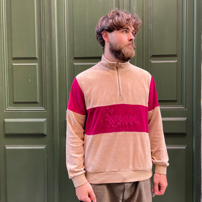 Sweat supreme velour beige/magenta - L