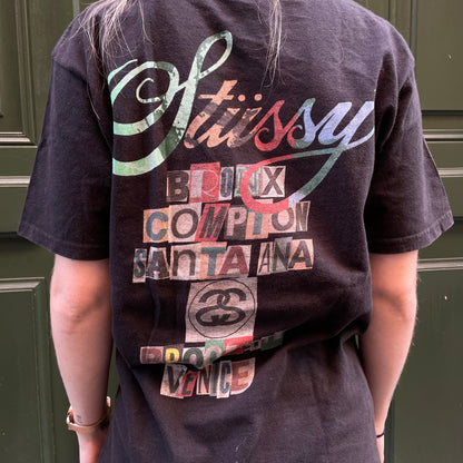 Stussy black cities t-shirt - S