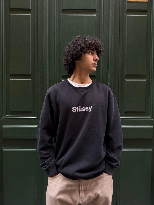 Sweat Stussy Noir puff logo spellout - XL