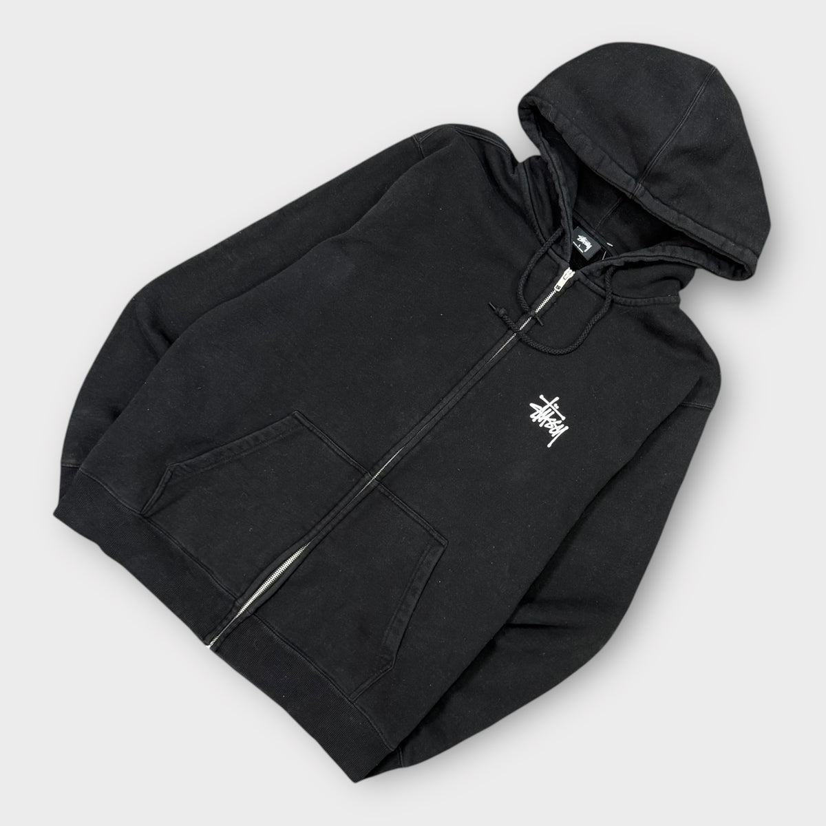Hoodie zip Stussy classig logo noir - L