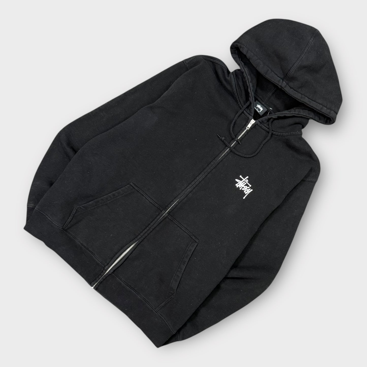 Hoodie zip Stussy classig logo noir - L