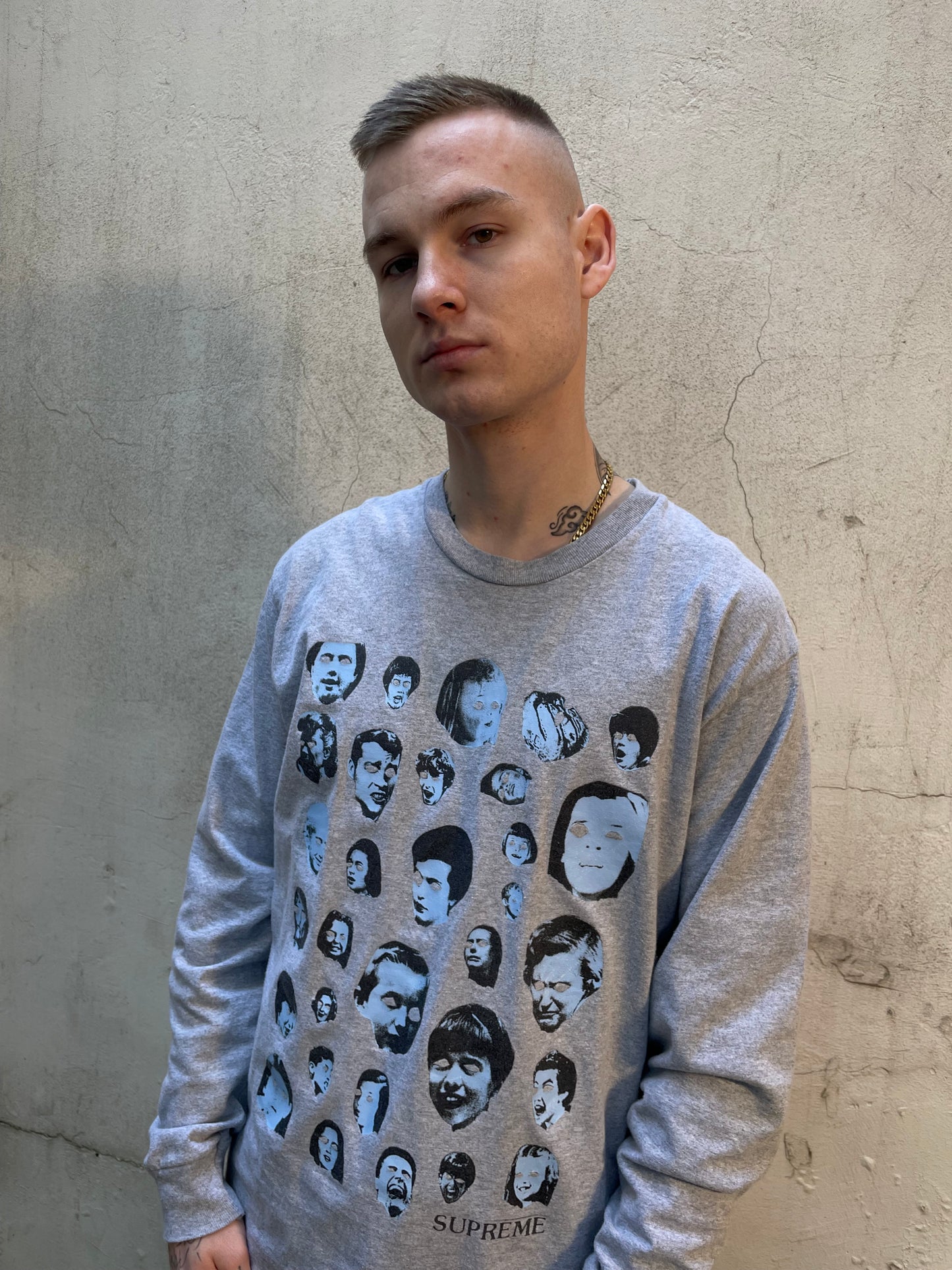 Longsleeve Supreme Faces gris - M