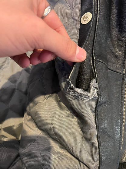 Veste Cuir Redskins bomber noir (trou intérieur) - XL