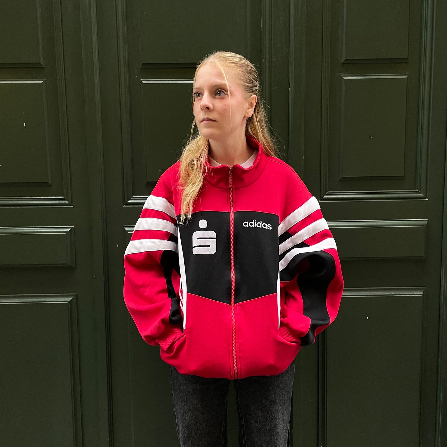 Veste Adidas vintage 90's rouge/noir - M