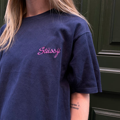 Stussy pink embroidery t-shirt - M