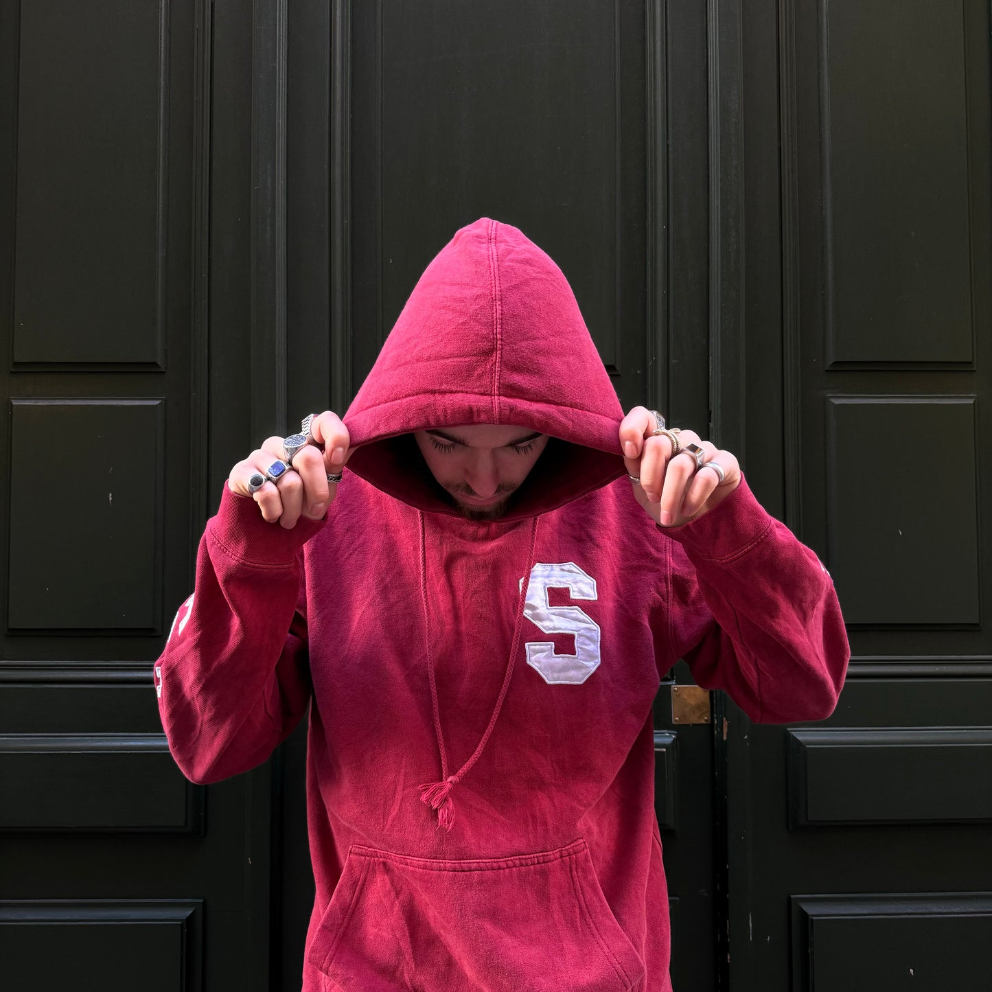 Hoodie Stussy rouge sleeve logo - XL