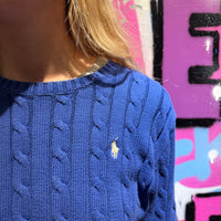 Pull Ralph Lauren bleu torsadé - M