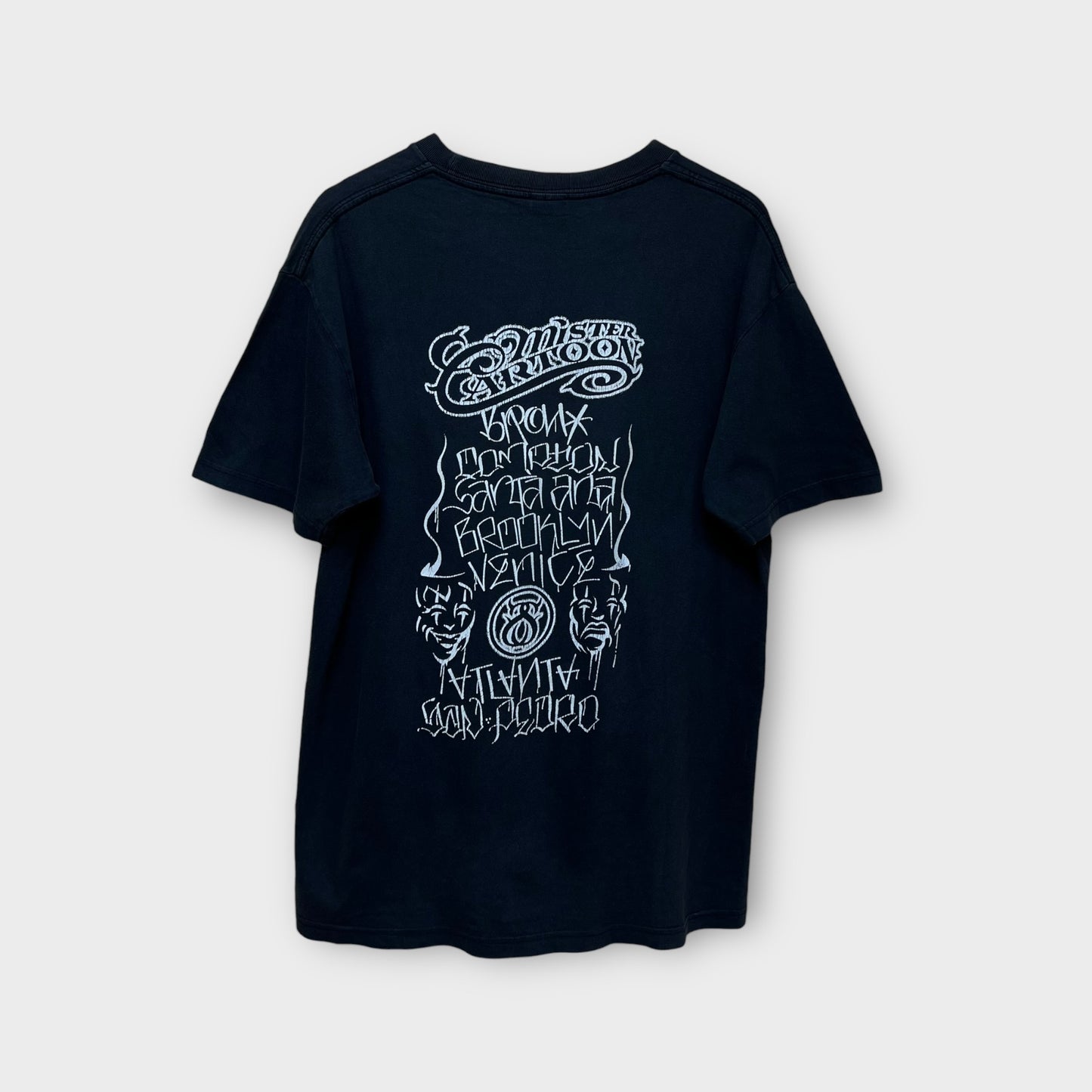 T-shirt vintage Stussy Mister Cartoon noir - L