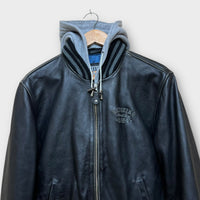 Bomber Redskins en cuir noir - L