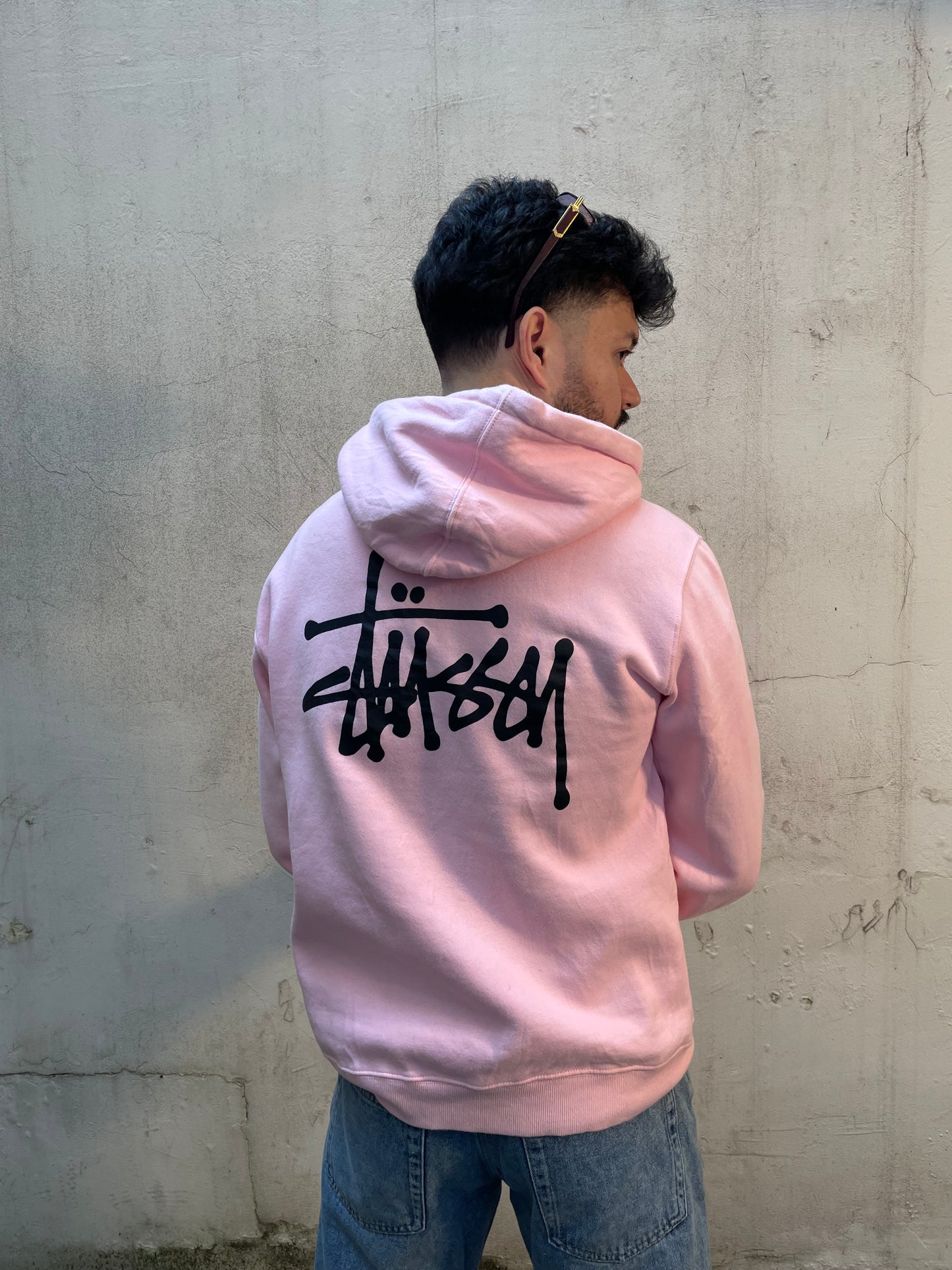 Basic hoodie Stussy rose - L