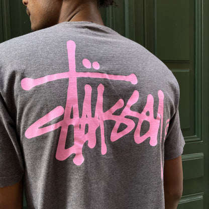 Classic T-shirt Stussy  Gris / Rose - L