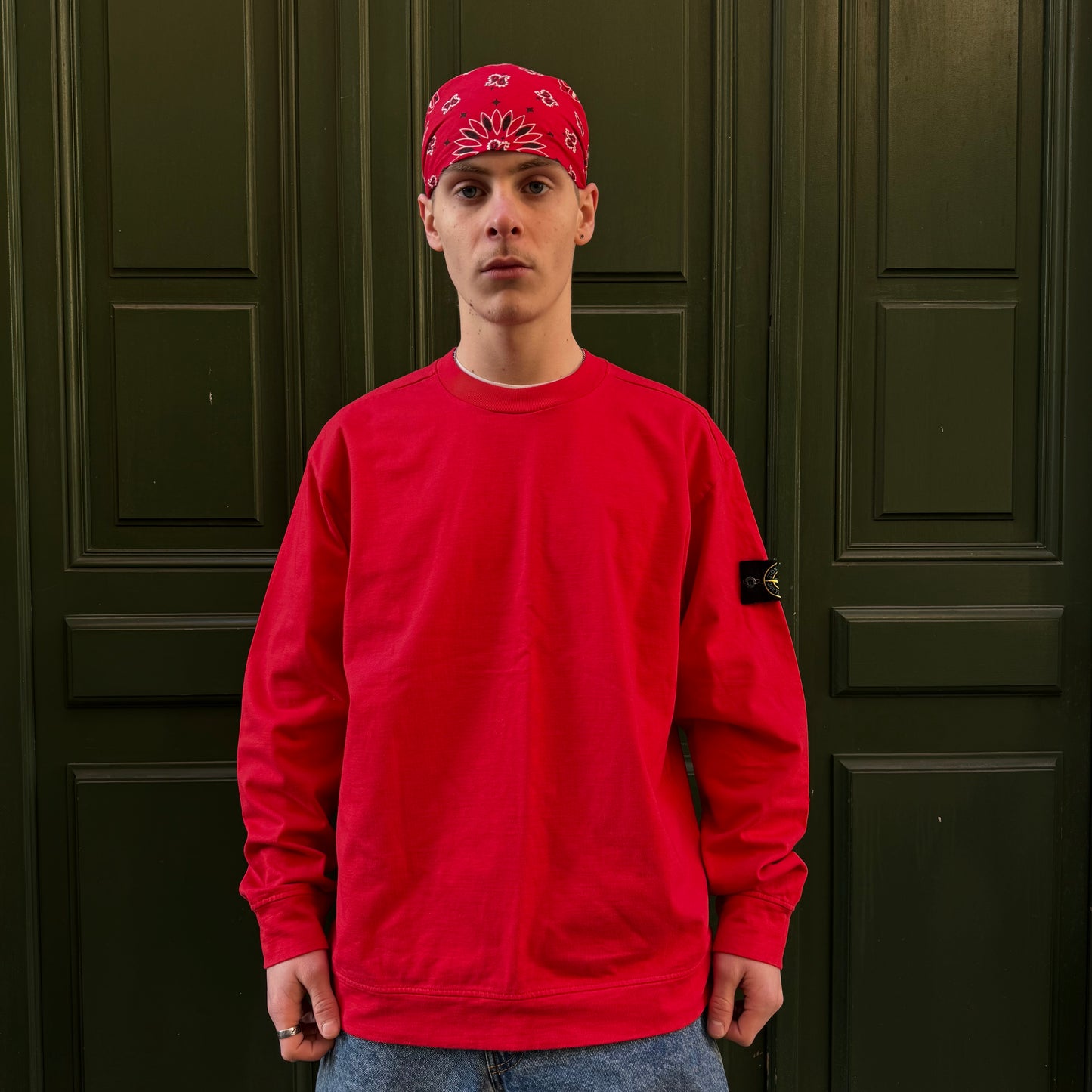 Sweat rouge Stone Island - L