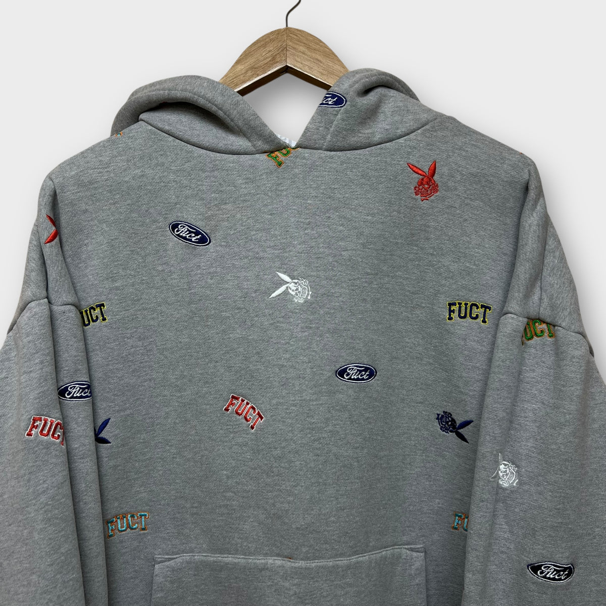 Hoodie fuct gris multi logo - XL