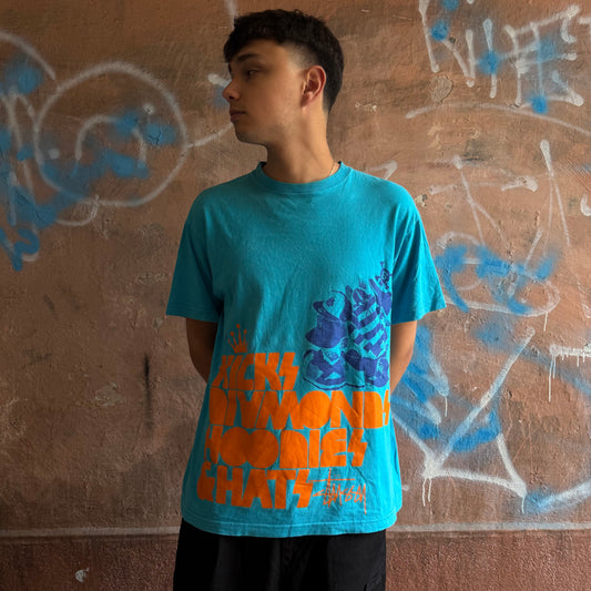 t-shirt stussy Vintage bleu - L